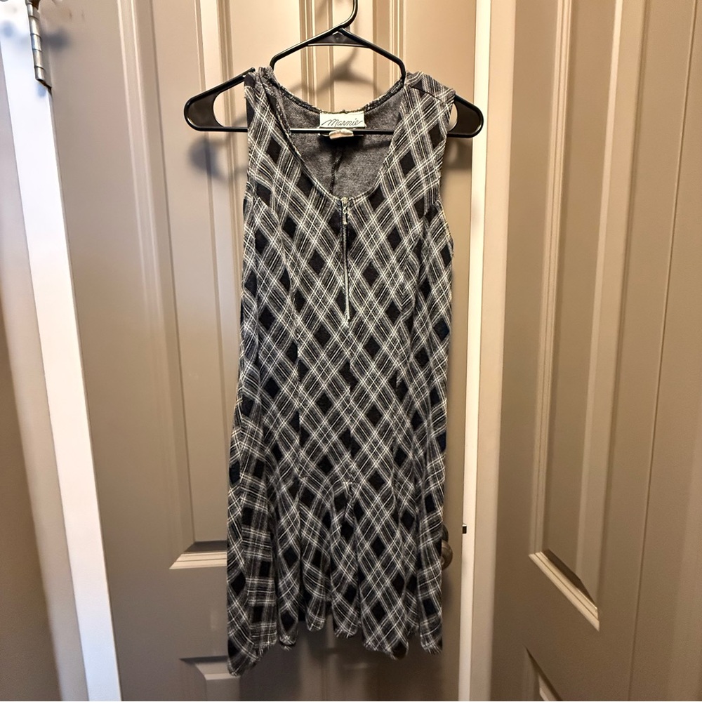 Vintage Marnie West Black and White Plaid Mini Dress